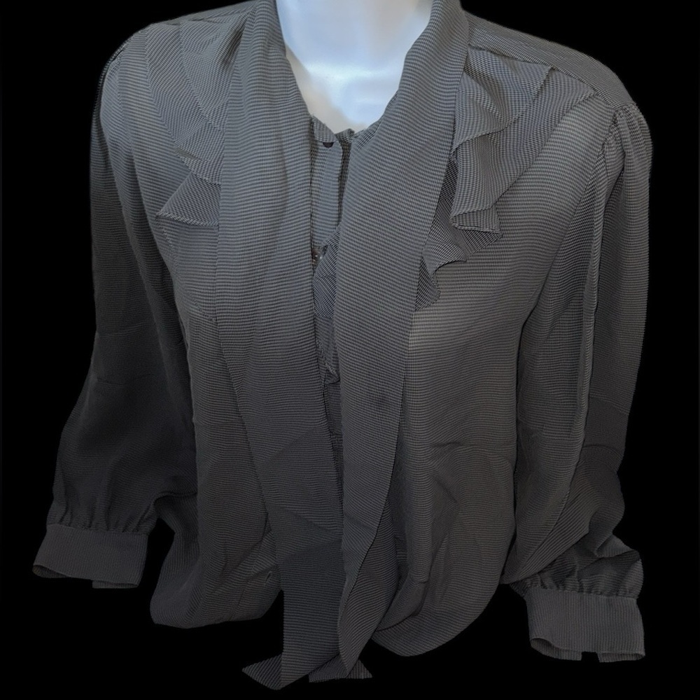 Vintage Ruffle tie neck collar blouse Sz 14